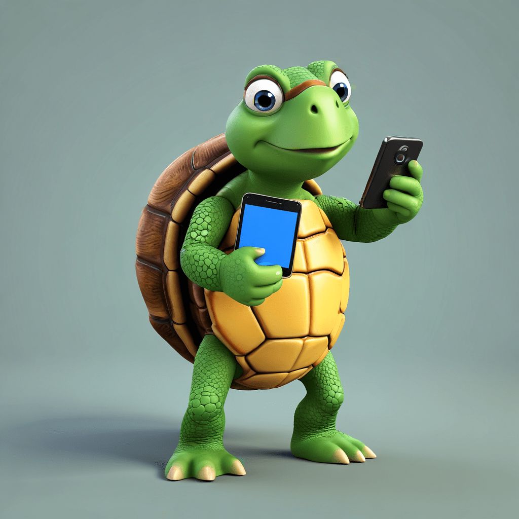 turtle with phone and tablets